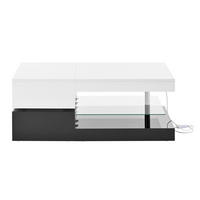 COUCHTISCH aus Holzwerkstoff und Glas 90x45x35,5 cm Schwarz/Weiß mit LED-Beleuchtung, APP- und Bluetooth-Steuerung - Weiß, Holzwerkstoff (90/45/35.5cm) - Modfu