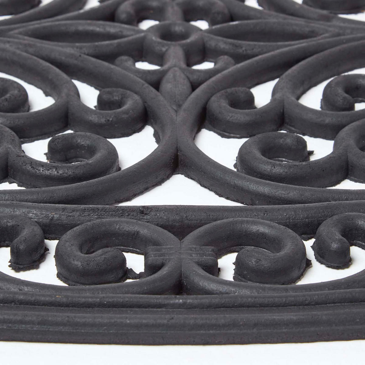 FUSSMATTE Ornament oval, Gummi 44/70 cm - Schwarz, Naturmaterialien (44/70cm) - Homescapes