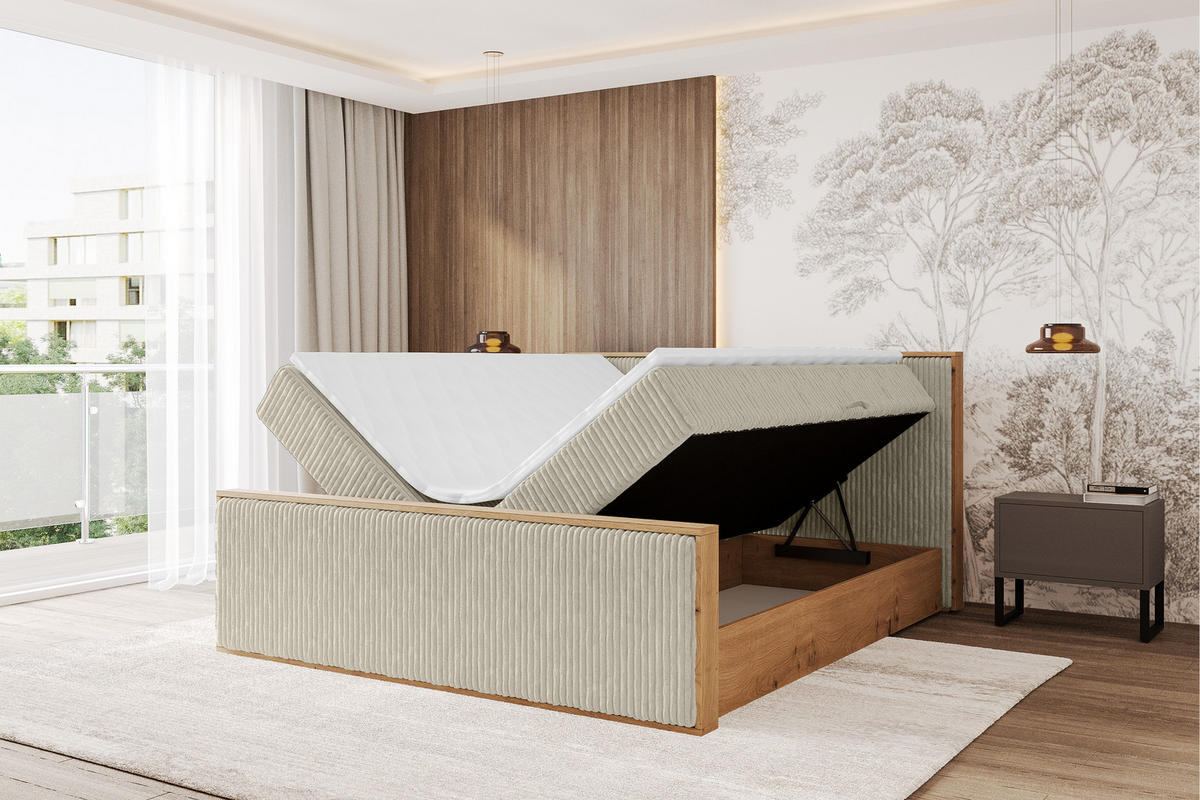 BOXBETT LOLLI9 -Z 160x200 - H3 Creme - Beige, Holzwerkstoff (160/200cm) - ALTDECOR