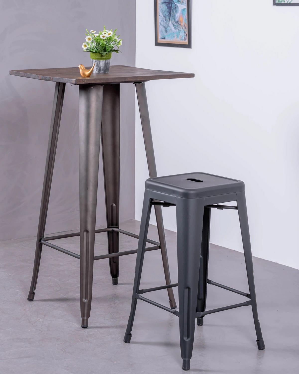 BARHOCKER-SET 4 Stück Metall Schwarz - Schwarz, Metall (41/68/41cm) - Nest Dream