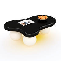 COUCHTISCH 95/62,5 cm mit LED-Beleuchtung in Wolkenform - Schwarz, Holzwerkstoff (95/62.5/32cm) - BEAOK