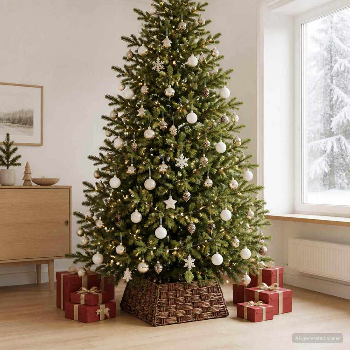 WEIHNACHTSBAUMKRAGEN 70/70/28 cm Braun Wasserhyazinthe - Braun, Naturmaterialien (70/28/70cm) - vidaXL