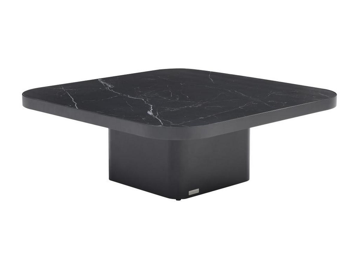 COUCHTISCH - Keramik, Glas & Metall - Marmor-Optik Schwarz - NALESIA - Schwarz, Glas (90/90/33cm) - Vente-Unique