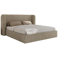 POLSTERBETT EMORA CLASSIC 160/200 - Dunkelbeige Strukture - Schaum-Matratze - Beige, Textil (160/200cm) - MKS