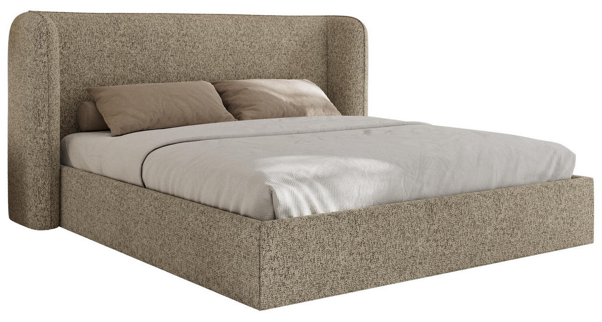 POLSTERBETT EMORA CLASSIC 160/200 - Dunkelbeige Strukture - Schaum-Matratze - Beige, Textil (160/200cm) - MKS
