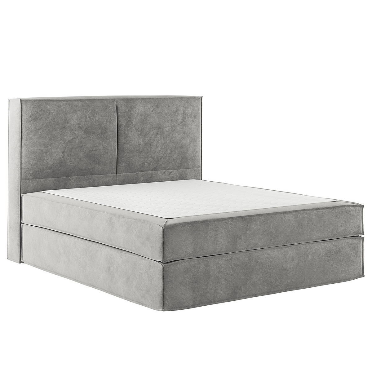 BOXSPRINGBETT mit Kopfteil - Premium - Hellgrau, Textil (180/200cm) - home24