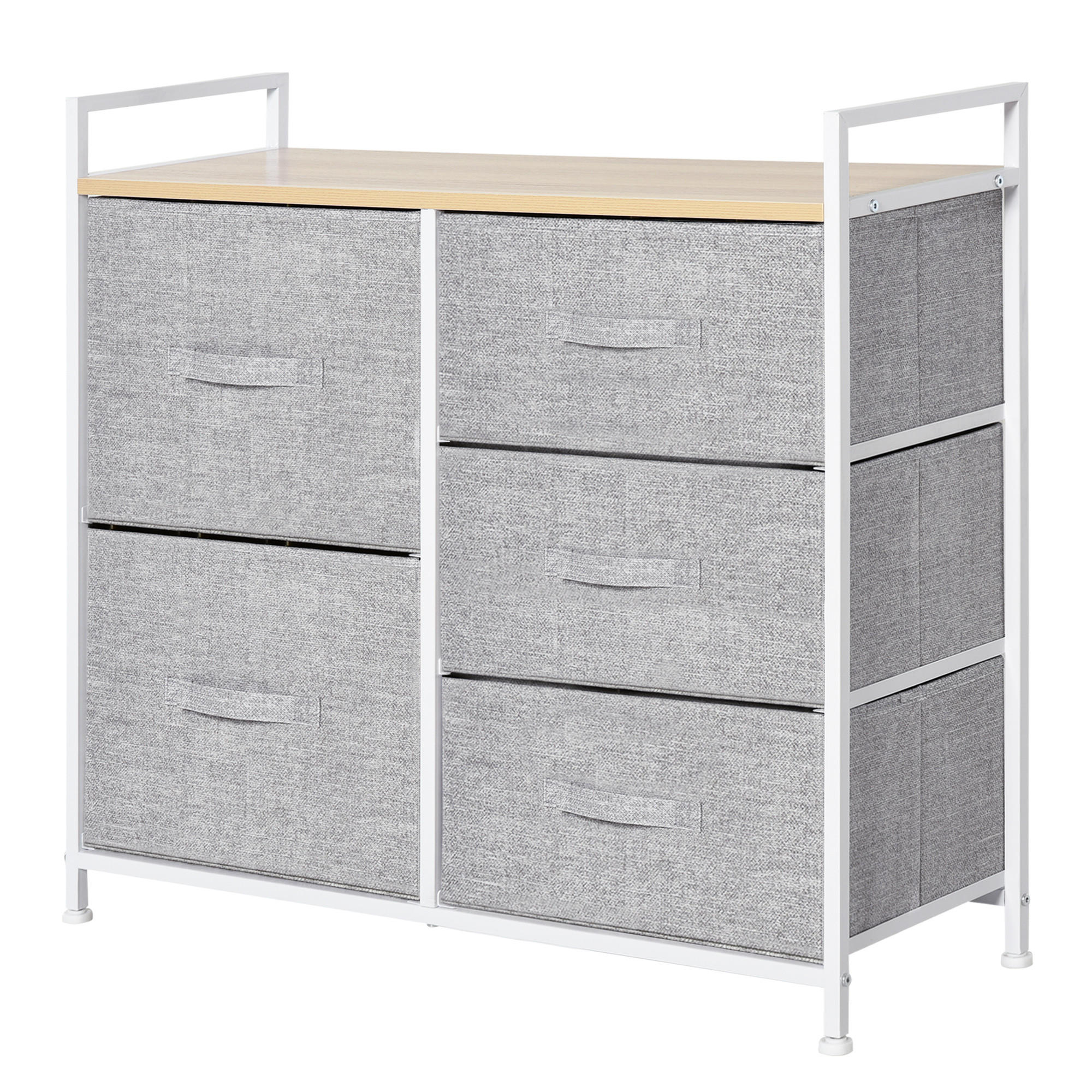 SCHUBLADENSCHRANK, Stoff+ Holz, Grau - Grau, Holzwerkstoff (29/77/83cm) - HOMCOM