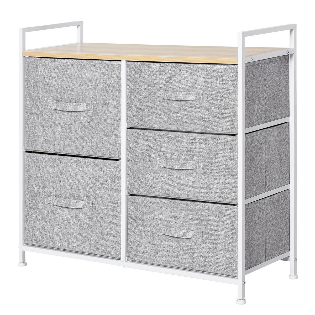 SCHUBLADENSCHRANK, Stoff+ Holz, Grau - Grau, Holzwerkstoff (29/77/83cm) - HOMCOM