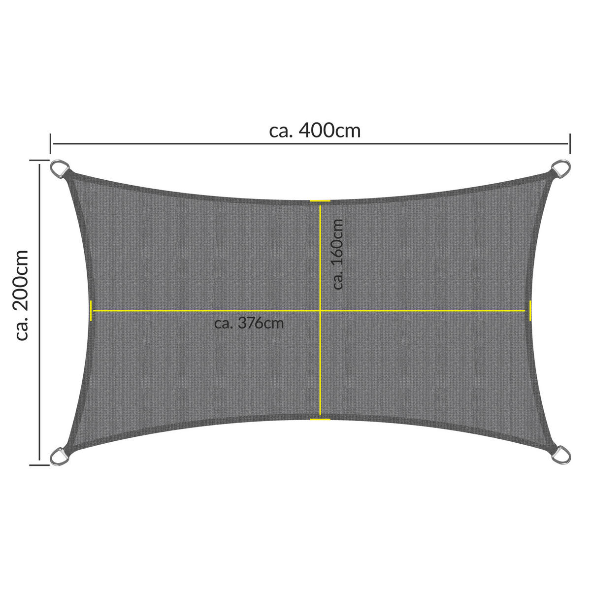 SONNENSEGEL SolVision HS9 200/400 cm rechteckig Anthrazit HDPE - Anthrazit, Kunststoff (400/200cm) - Sol Royal