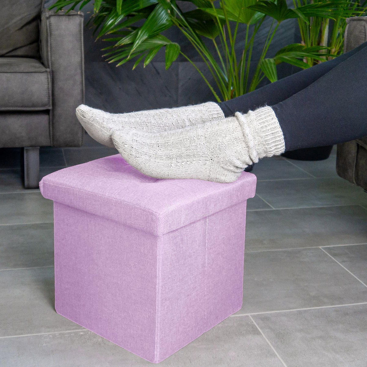 SITZWÜRFEL Faltbar 30/30/30 cm (Rosa) - Rosa, Textil (30/30/30cm) - Intirilife