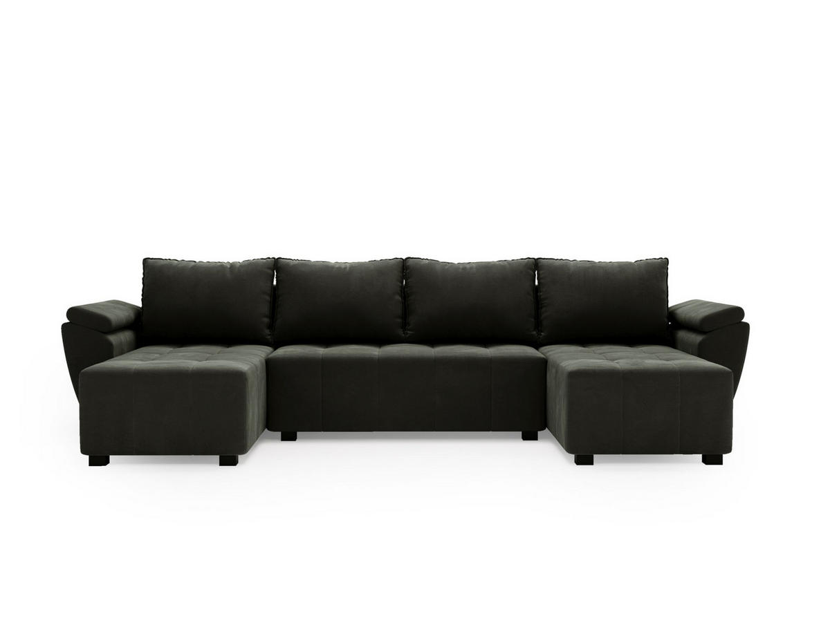 ECKSOFA ZEUS U Monolith 92 mit Schlaffunktion - Dunkelgrau, Textil (305/88/140cm) - Bedante