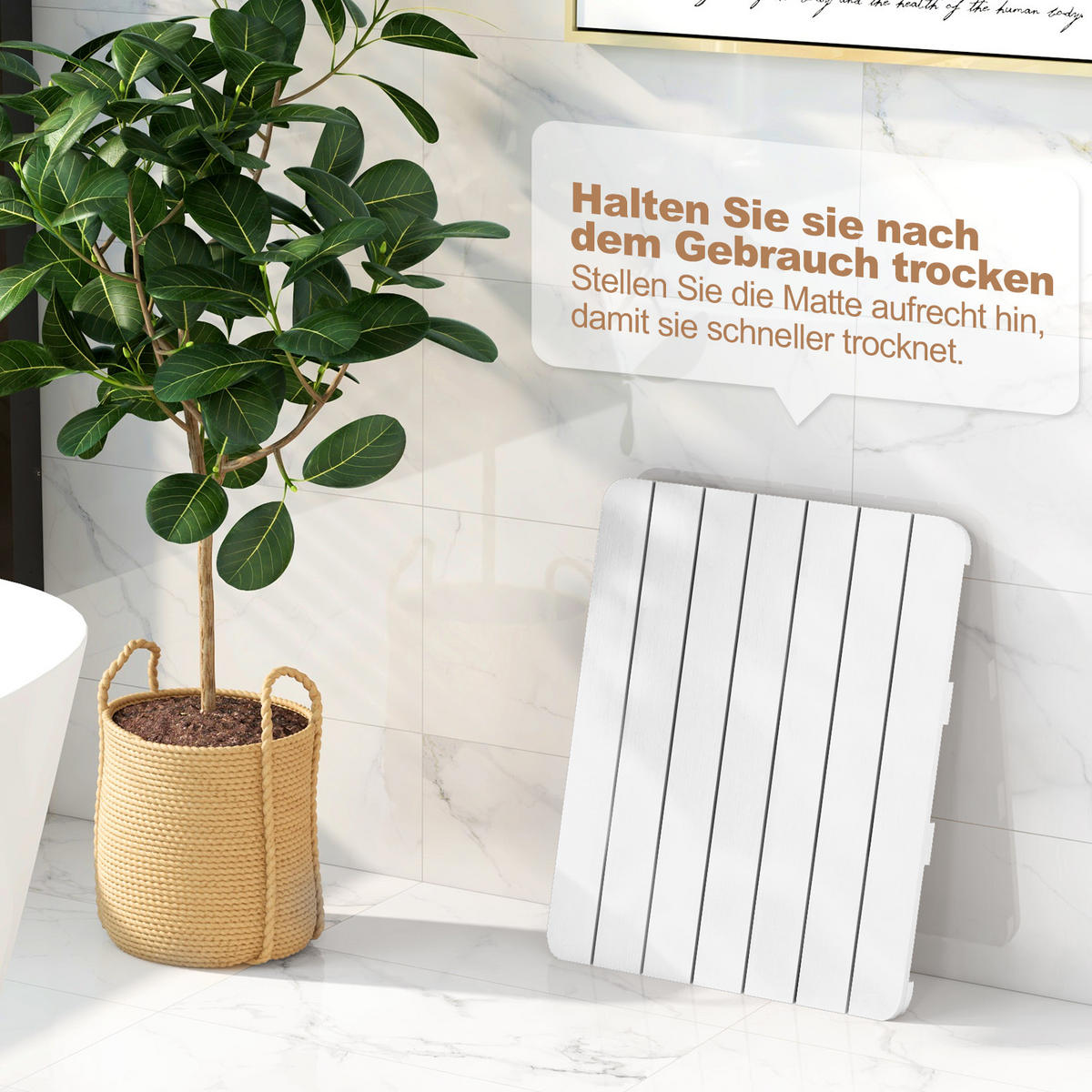 BADEMATTE Weiß - Weiß, Kunststoff (48/60cm) - COSTWAY