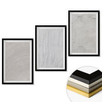 WANDBILDER 3er-Set - 40x60 cm Schwarzer Rahmen - Sandmuster geometrische Strukturen - Schwarz, Kunststoff (40/60cm) - ArtPrintCave
