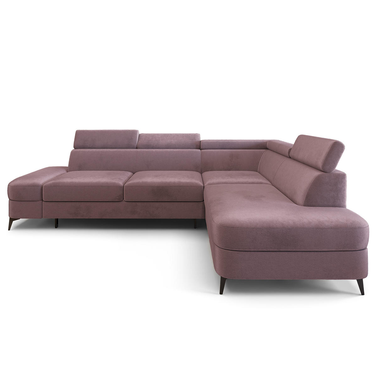 ECKSOFA AVISE M R-S Lila Velours-Stoff mit Schlaffunktion - Lila, Holzwerkstoff/Textil (268/195cm) - MASSENO