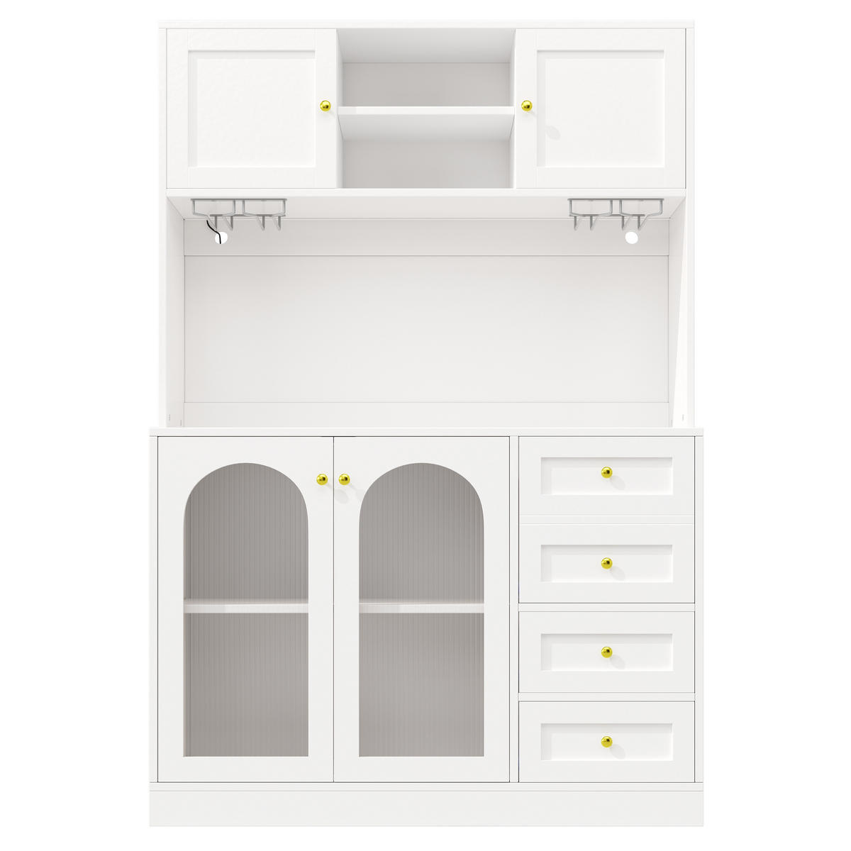 BUFFETSCHRANK 120/40/188 cm weiß aus MDF mit LED-Lichtleiste - Weiß, Holzwerkstoff (120/188/40cm) - OKWISH