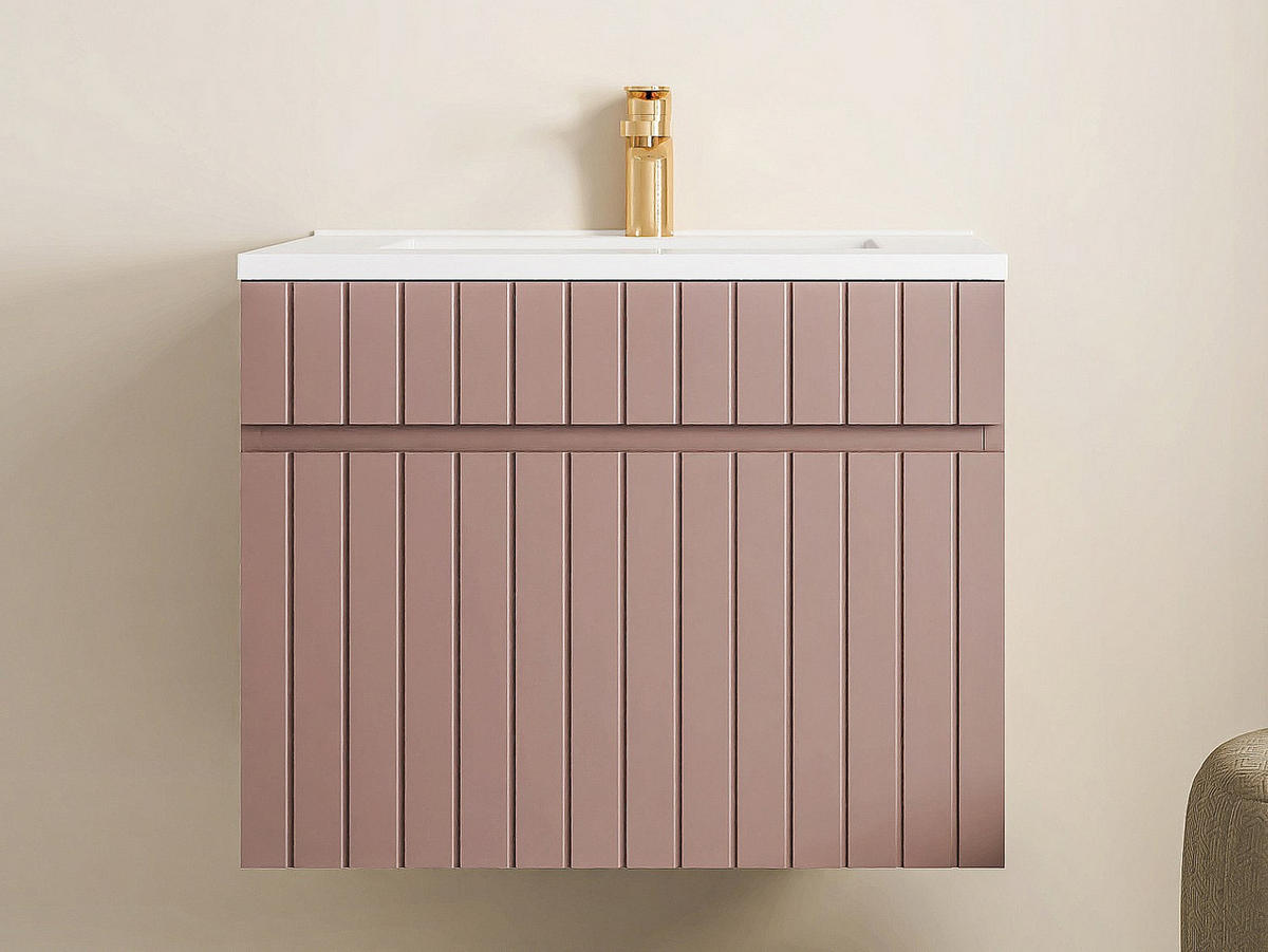 EINZELWASCHTISCH - 60cm x 46cm - MDF - puderrosa - SATARA - Pink, Holz (60/46/46cm) - Vente-Unique