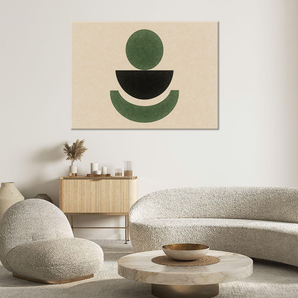 LEINWANDBILD Geometrie Abstraktion Grün 120x80cm - Beige, Textil (120/80cm) - Feeby