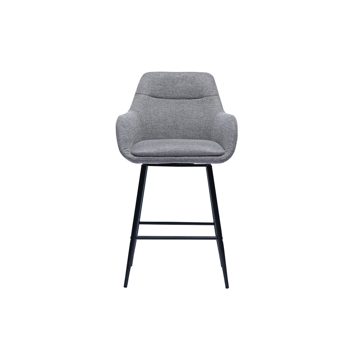 BARHOCKER 360° in hellgrauem Samt-Effekt Stoff und Metall H65.5 cm (2er-Set) ALESS - Grau, Textil (53.7/95.5/52.5cm) - Miliboo