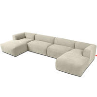 PANORAMA-ECKSOFA BUFFO 7/8 Sitzer mit extrem weicher Sitzfläche, Gewebestoff, ecru - Ecru, Textil (424/73/180cm) - KONSIMO®