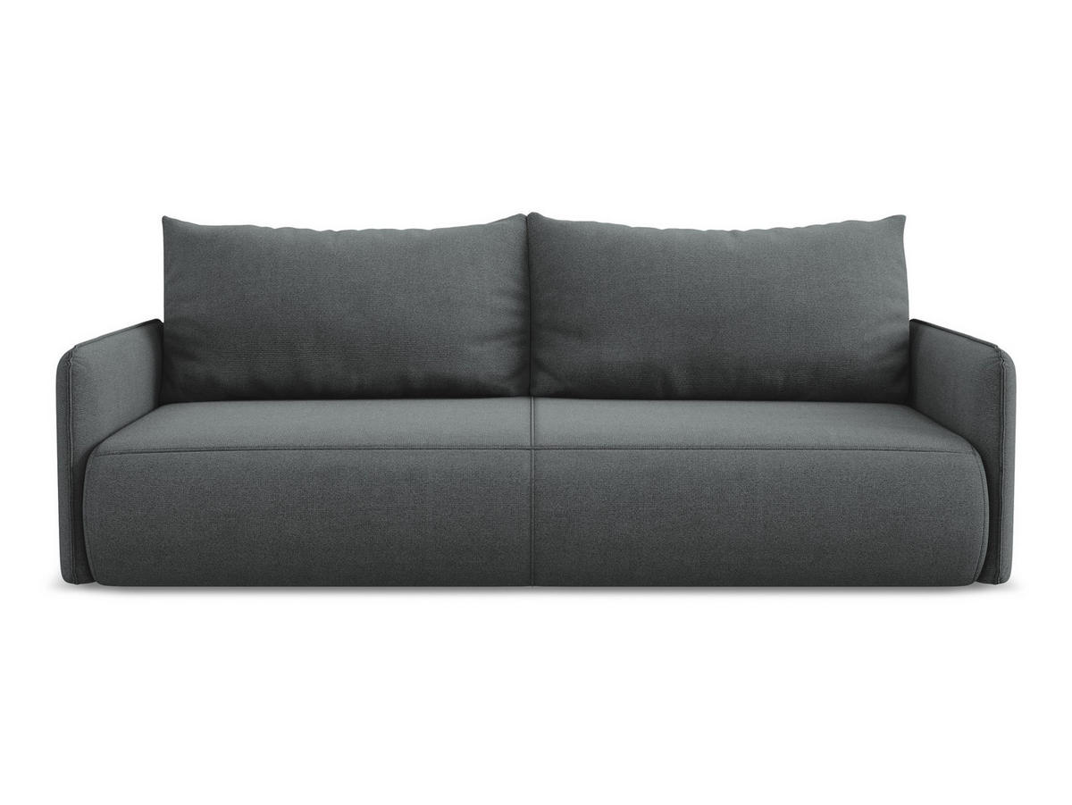 3-SITZER SOFA mit Schlaffunktion Strukturstoff Stoff Grau - Schwarz/Grau, Kunststoff/Textil (216/86/105cm) - Makamii