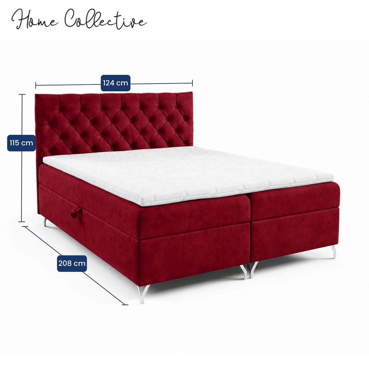 BOXBETT mit Stauraum und Topper Rot 120x200 cm - Rot, Textil (120/200cm) - Home Collective