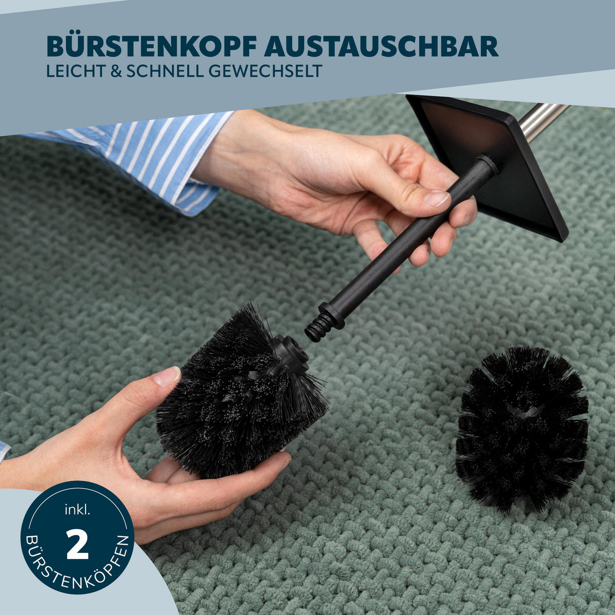 WC-GARNITUR inkl. Wandhalterung - Schwarz, Metall (10/39/14.5cm) - bremermann