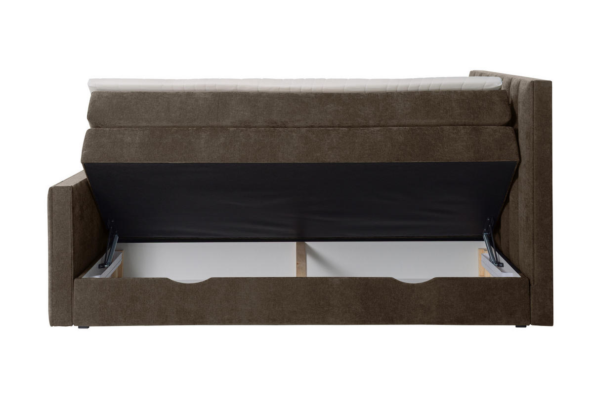 BOXSPRINGBETT VELTRA mit Topper und Bettkasten, Braun, 120x200 cm - Braun, Textil (120/200cm) - KS Home Concept
