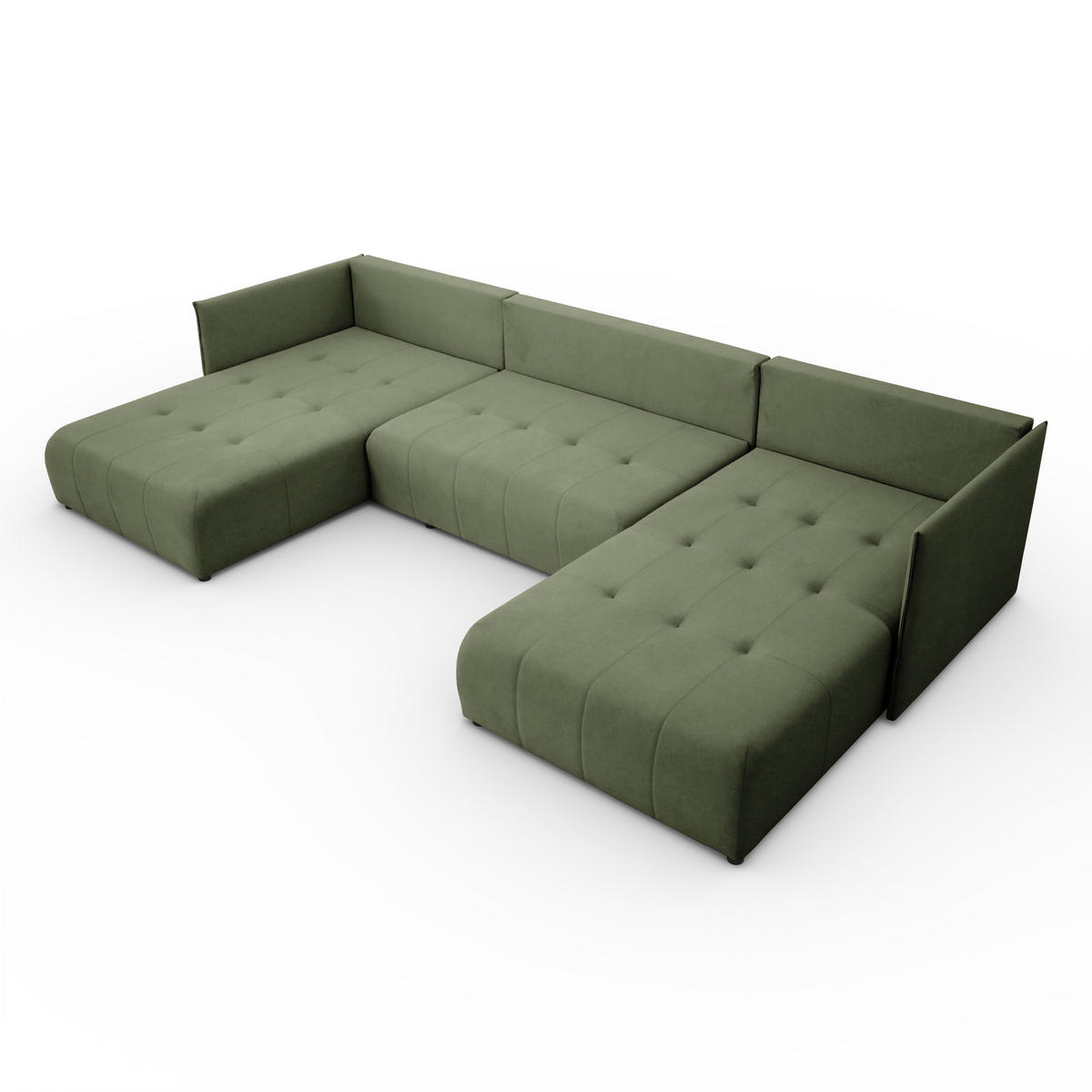 ECKSOFA Sofa U-Form Couch U form Hannover Stoff Castel Grün - Grün, Holz (348/188cm) - Kaiser Möbel