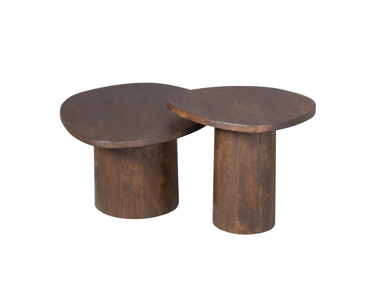COUCHTISCH Mireon Mangoholz 70 cm / 56 cm + 46 cm / 46 cm Braun - Braun, Holz (56/70/38cm)