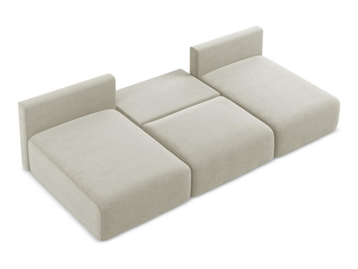 WOHNLANDSCHAFT Strukturstoff Stoff Beige - Beige/Creme, Kunststoff/Textil (304/79/149cm) - Makamii