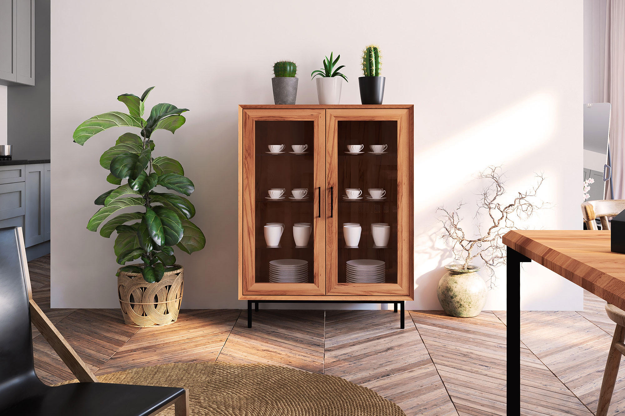 Thumbnail - byoak Sideboard, Kernbuche, Holz, Echtholz,Buche, 97x125x45 cm, Wohnzimmer, Kommoden & Sideboards, Highboards