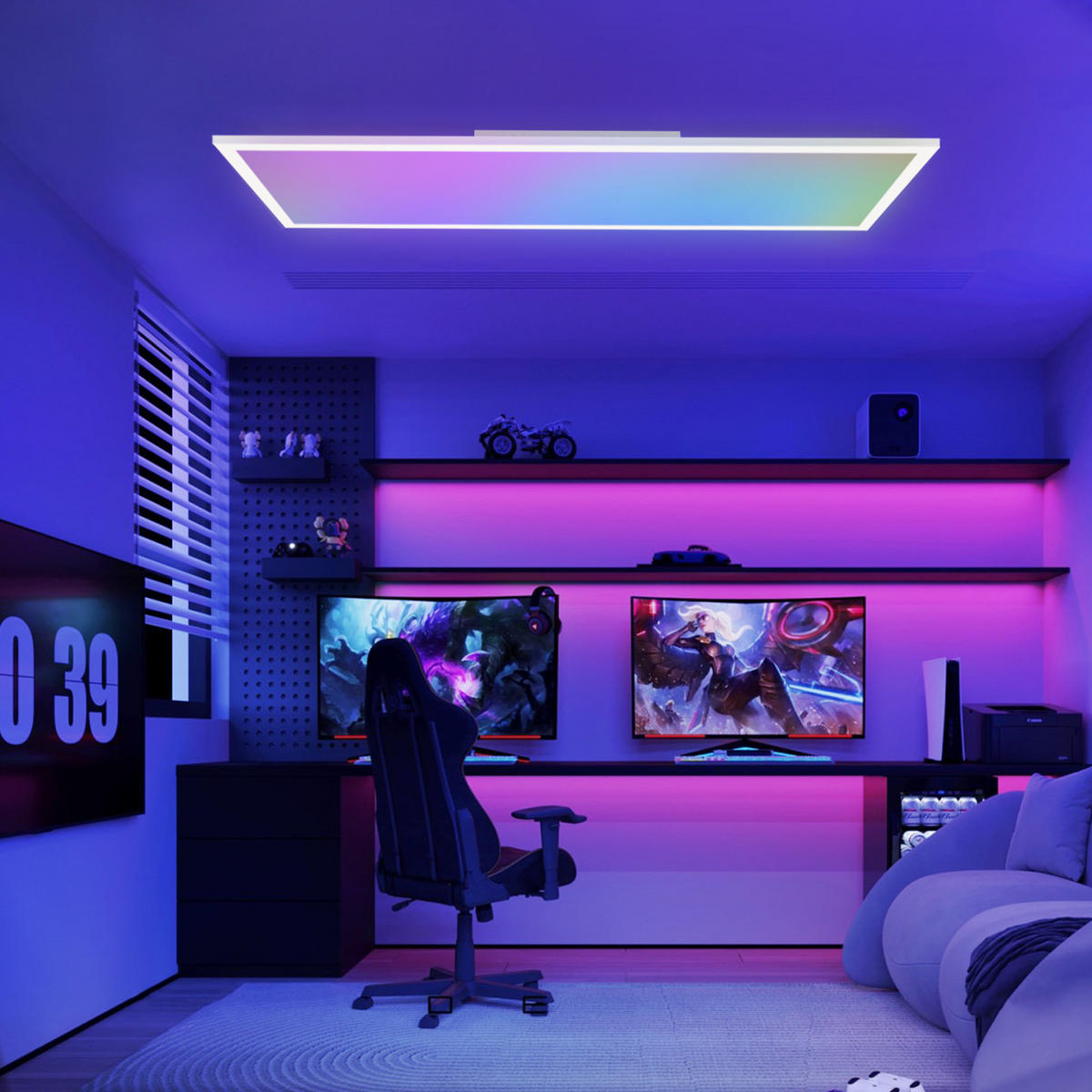 LED-DECKENLEUCHTE Quillon 119.5/29.5/5.6 cm - Weiß, Metall (29.5/119.5/5.6cm) - ZMH