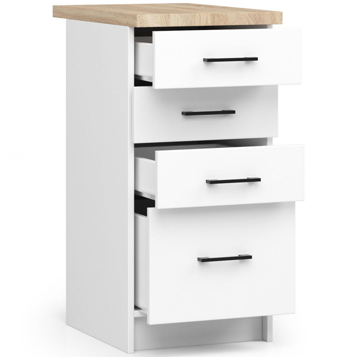 KÜCHENSCHRANK Weiß 46x40x85cm - Schwarz/Weiß, Holzwerkstoff/Kunststoff (40/85/46cm) - Akord