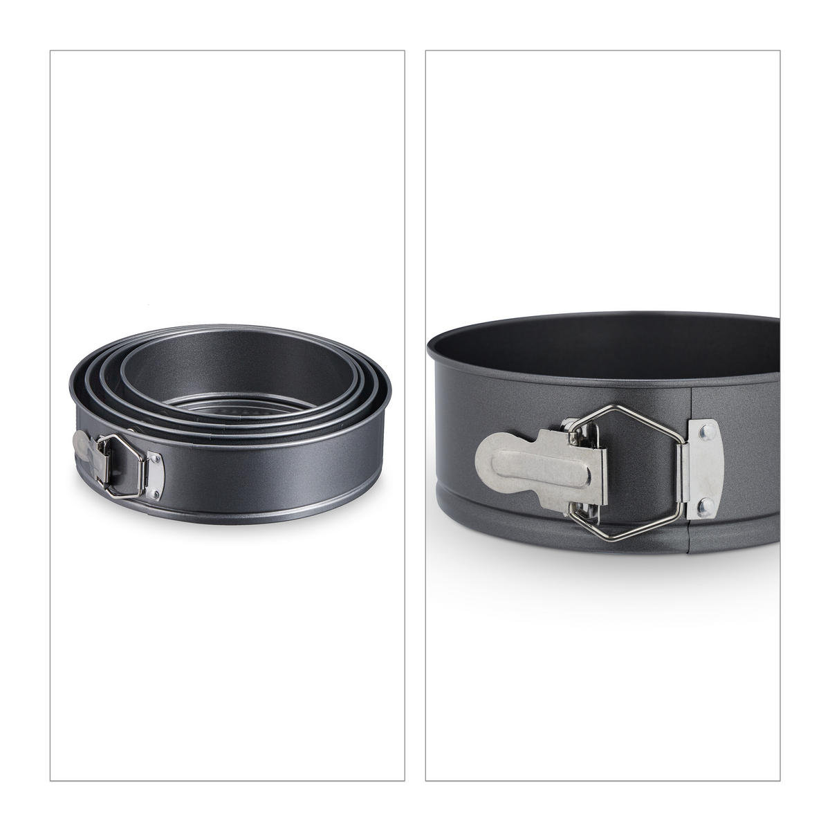 4XSPRINGFORM - Anthrazit, Metall (24/6.5/24cm) - Relaxdays