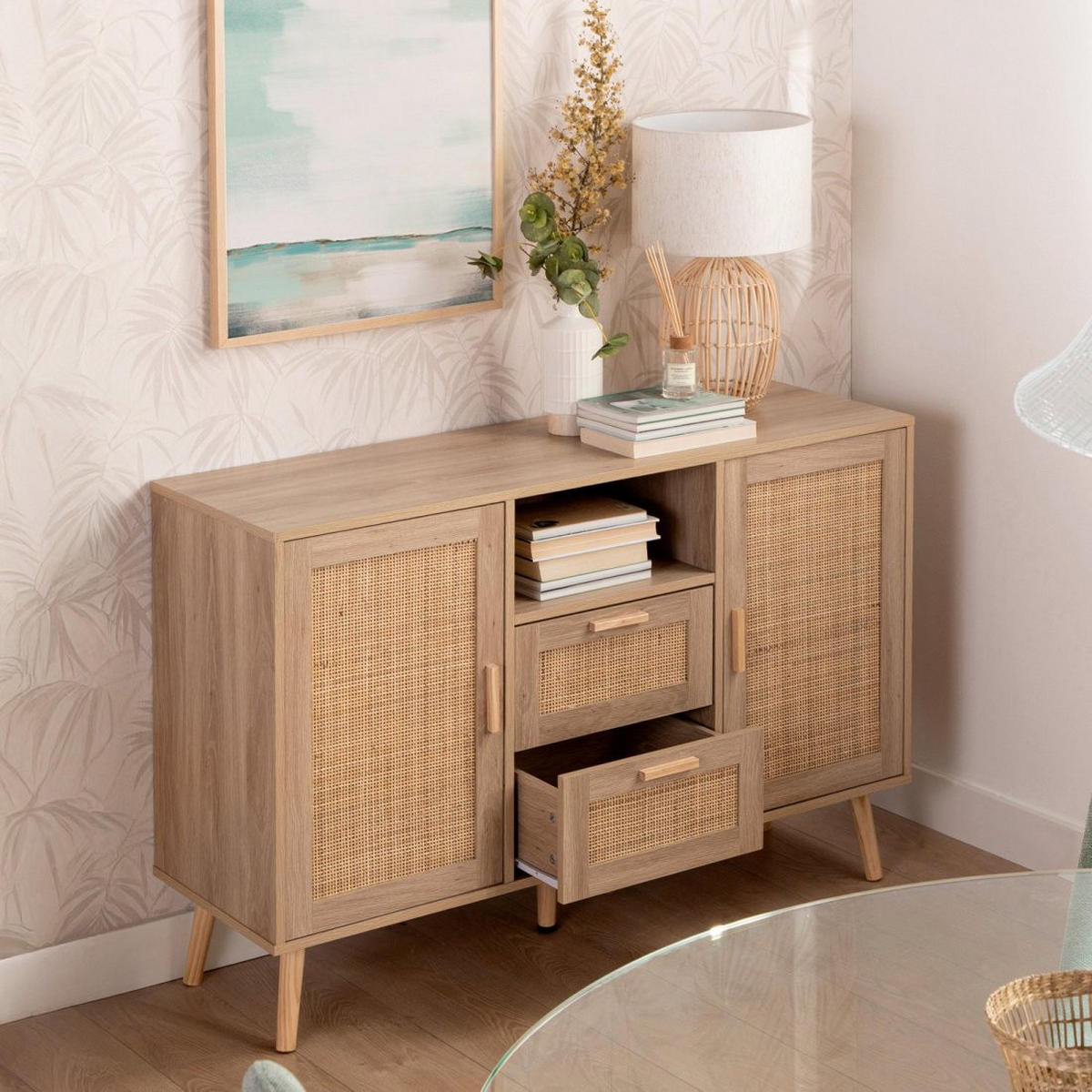 ANRICHTE NIEDRIGE Tahiti Natürlich 120 cm x 79 cm - Naturfarben, Holzwerkstoff (120/79/40cm) - Klast Home