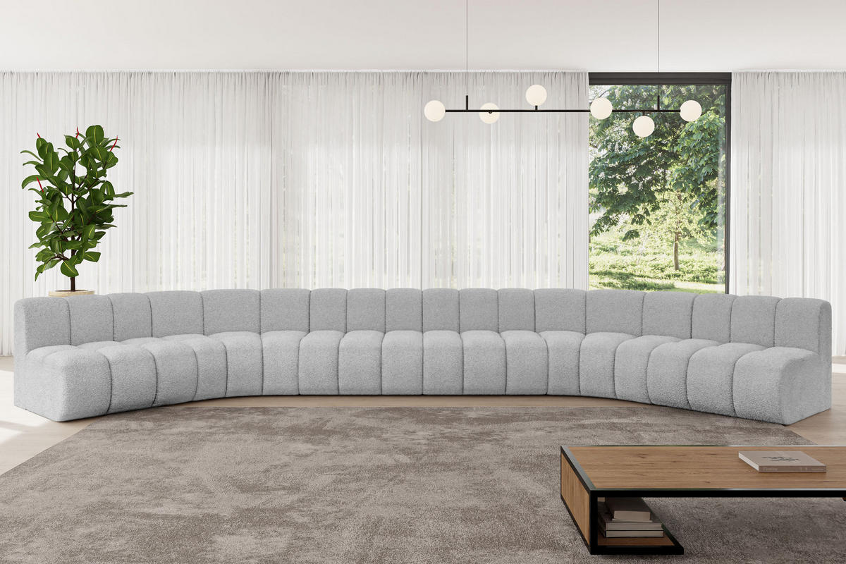 WOHNLANDSCHAFT modulares Sofa Montra-U2 - 581x174x70 cm Hellgrau - Hellgrau, Holzwerkstoff/Textil (581/70/174cm) - ALTDECOR
