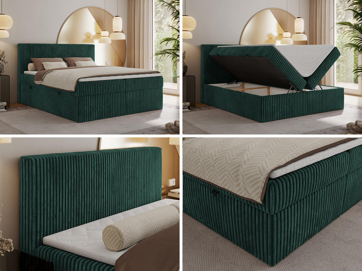 BOXBETT TILIANO 200/200 - Dunkelgrün Cord - H3 - Dunkelgrün, Textil (200/200cm) - MKS