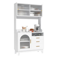 BUFFETSCHRANK 100,5x40x178 cm, 2 Steckdosen, USB-A/USB-C-Anschlüsse, Weiß - Weiß, Holzwerkstoff (100.5/178/40cm) - FOHERE