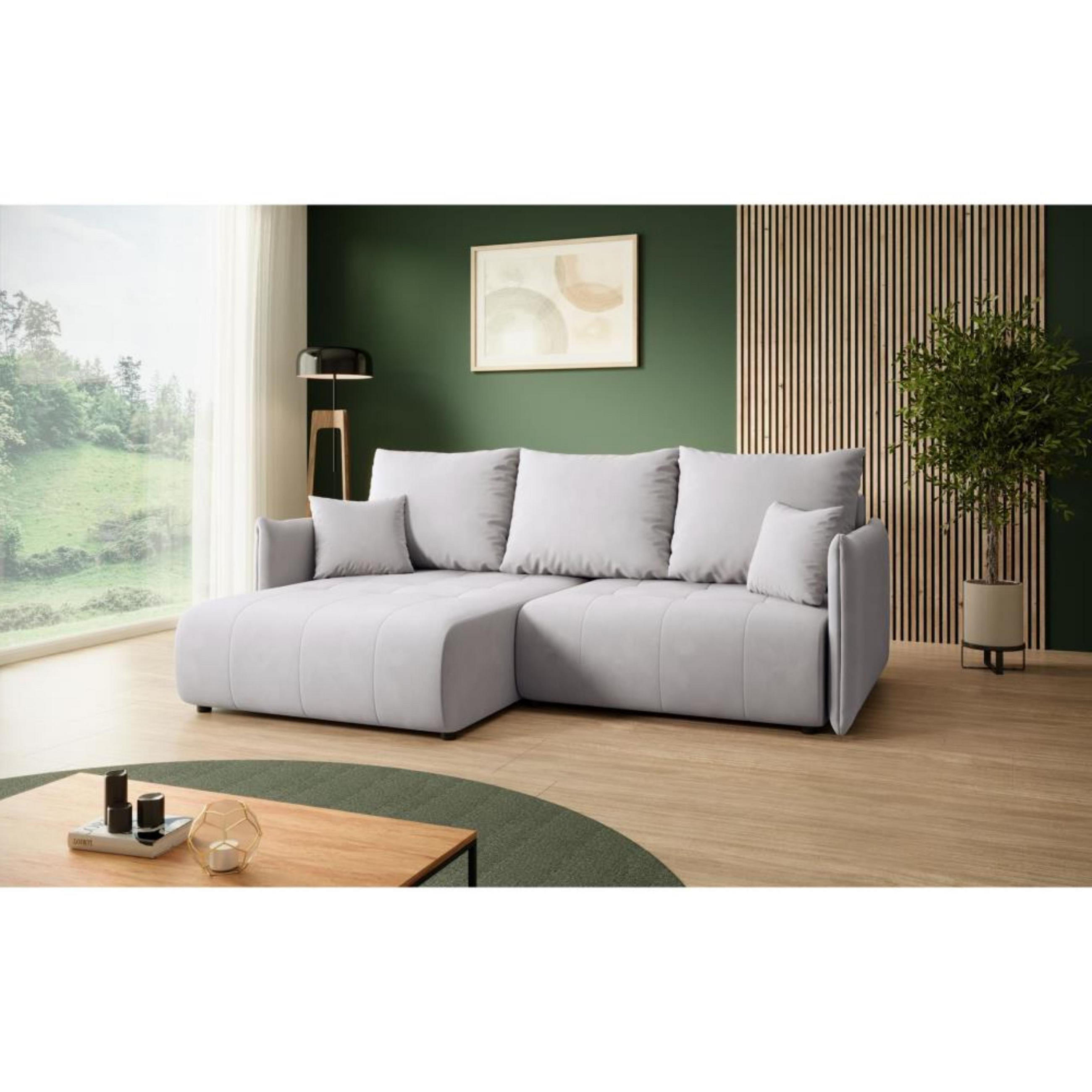 ECKSCHLAFSOFA Henry Mini hellgrau links - Hellgrau/Schwarz, Kunststoff/Textil (221/153cm) - Beautysofa