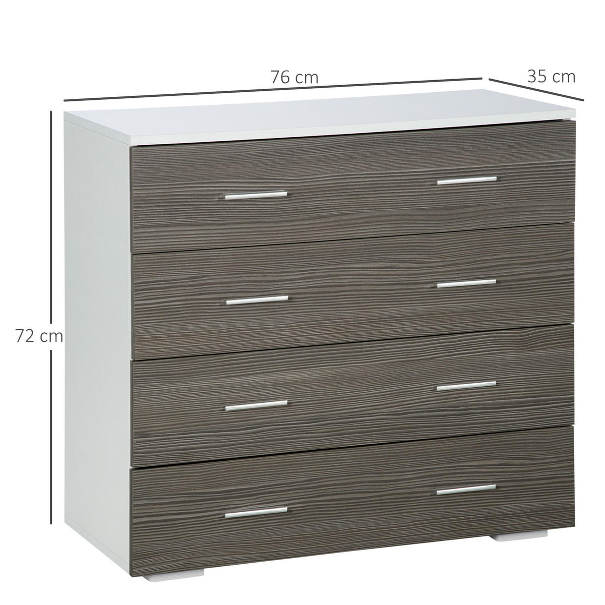 KOMMODE Weiß und Grau 76/35/72 cm - Grau, Holzwerkstoff (76/72/35cm) - PANGIVO