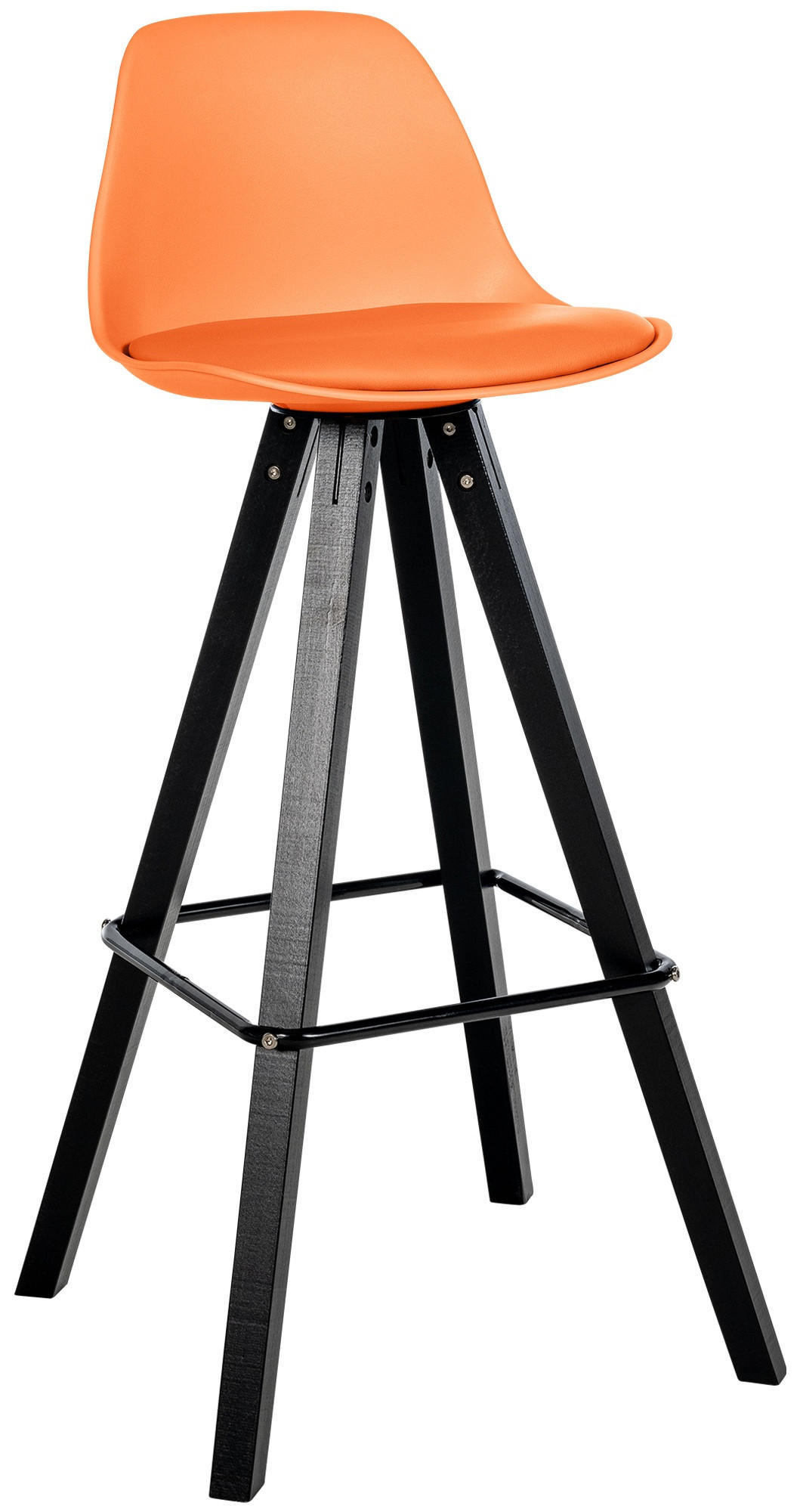 BARHOCKER Lederlook orange - Schwarz/Orange, Holz/Textil (38/99/44cm) - CLP