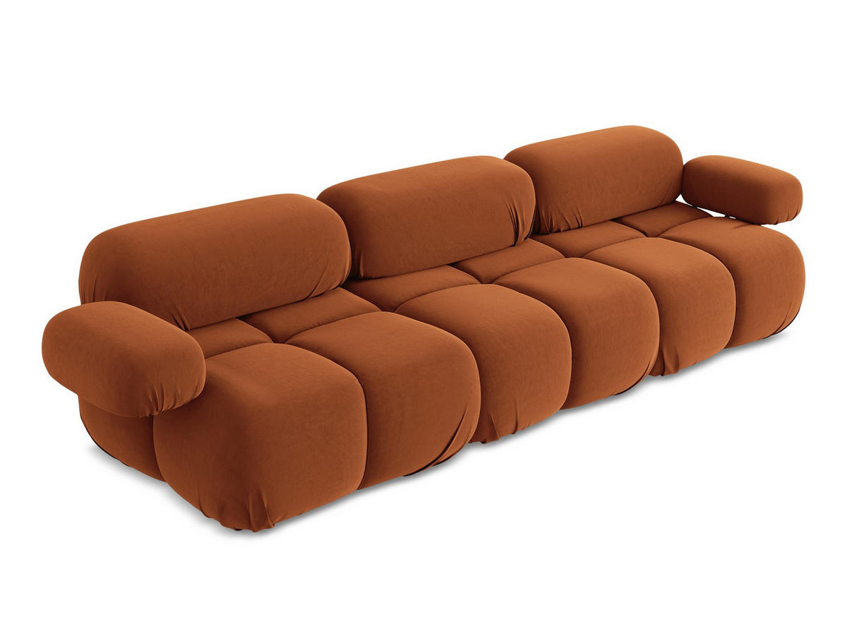3-SITZER SOFA Samt Stoff Orange - Beige/Terra cotta, Kunststoff/Textil (285/70/96cm) - Makamii