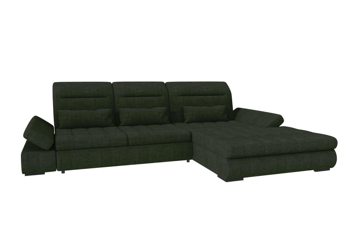 ECKSOFA Toscana Plus Velours inkl. Schlaffunktion - Olivgrün, Textil (300/179cm) - 99rooms