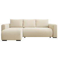 ECKSOFA DORA L, Eckcouch in L-Form mit Schlaffunktion und Bettkasten, Farbe: Beige, Bouclé-Stoff, Ottomane Links - Beige, Textil (240/143cm) - Storez24