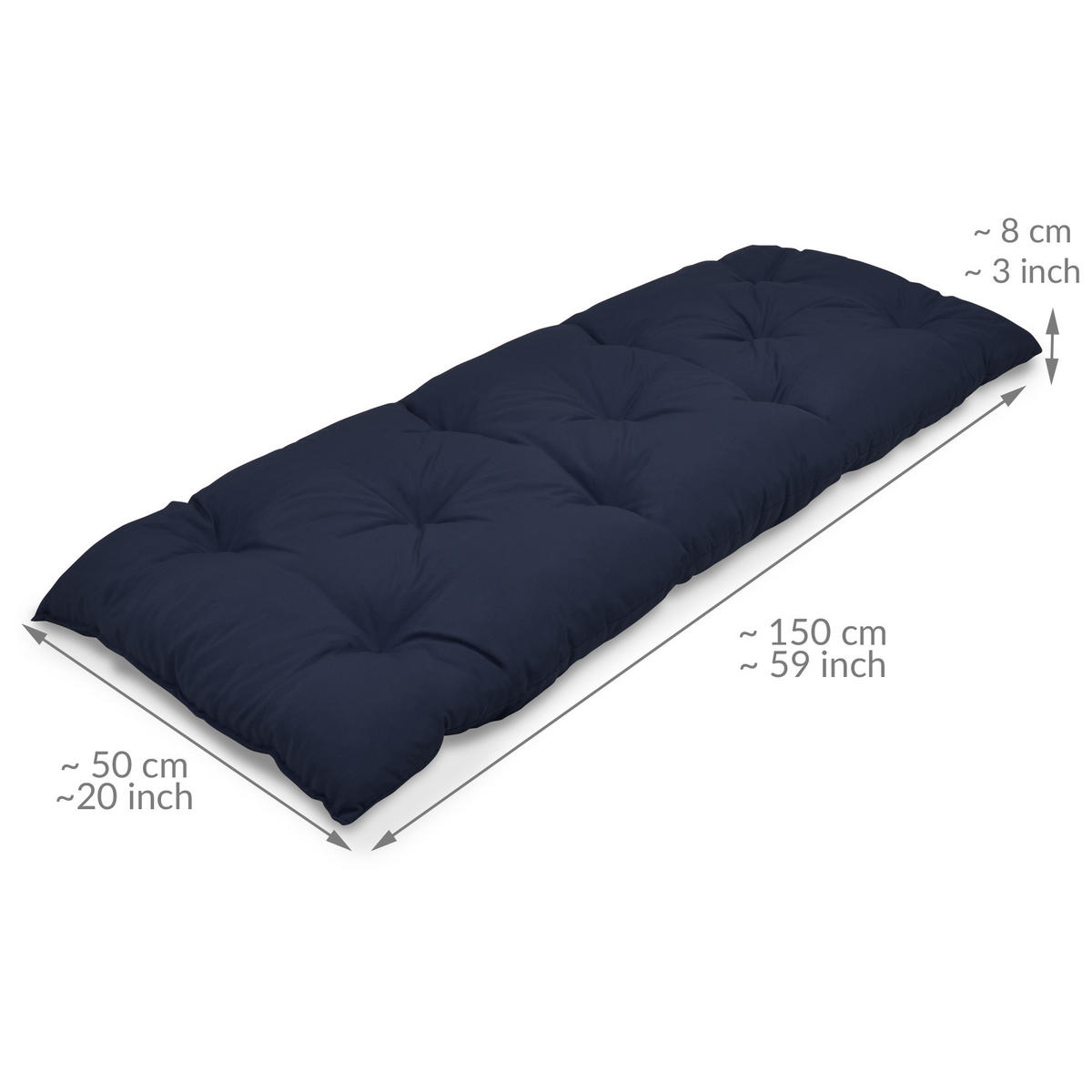 BANKPOLSTER Flair BK 150/50/8cm Dunkelblau - Dunkelblau, Textil (50/10/150cm) - Beautissu 