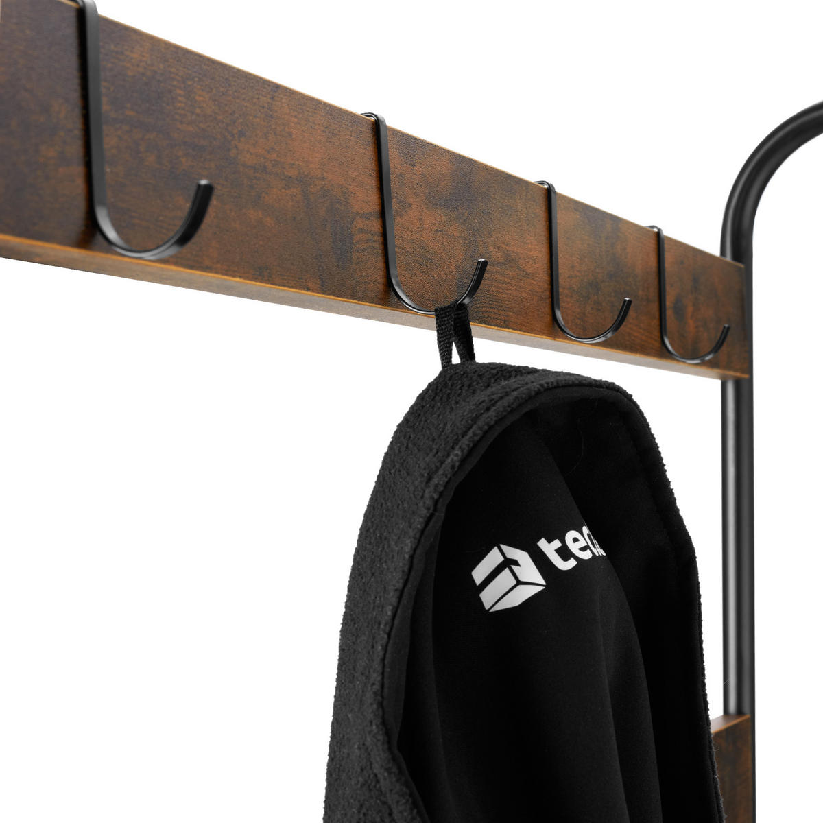 GARDEROBENSTÄNDER Alberta,inklusive Kippschutz, 85,5 x 36 x 184 cm,Industrial Holz dunkel, rustikal - Rostfarben, Textil (36/184/85.5cm) - tectake