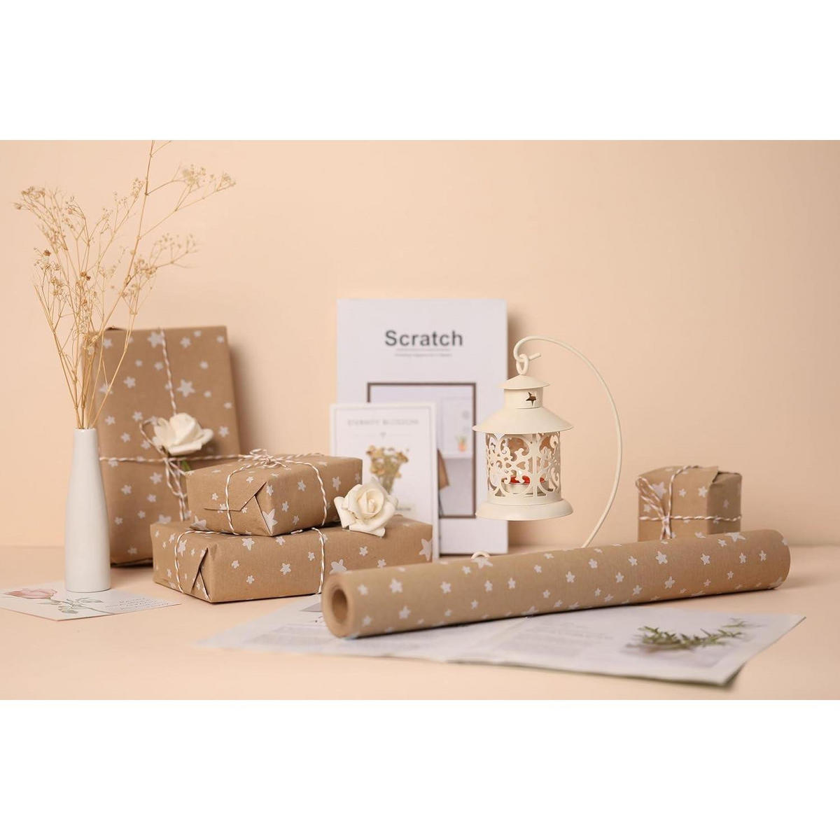 GESCHENKPAPIER Weihnachten 44 cm x 15 m Stern - Braun, Papier (44/440/1500cm)