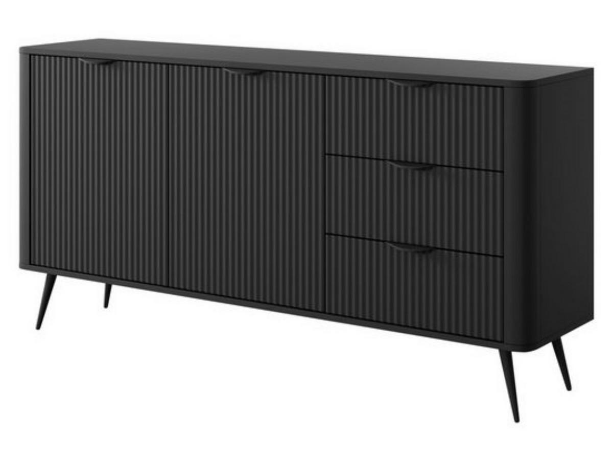 KOMMODE mit drei Schubladen BELLO Schwarz - Schwarz, Holzwerkstoff (163.2/81.2/38cm) - Compleo24