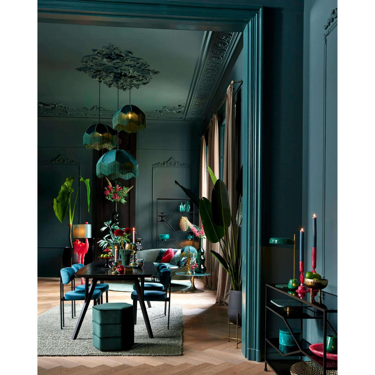 HÄNGELAMPE Malacia Grün 40/40/33 cm - Grün, Kunststoff (40/40/33cm) - Light & Living