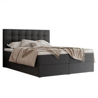 BOXBETT GRAND 180/200 cm, in Schwarz, mit Matratze und Topper - Schwarz, Holzwerkstoff/Textil (180/200cm) - Idohome